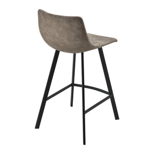 Zestaw 2 stołków barowych Edinburgh z metalowymi nogami imitacja zamszu tapicerowane ciemnoszare en.casa