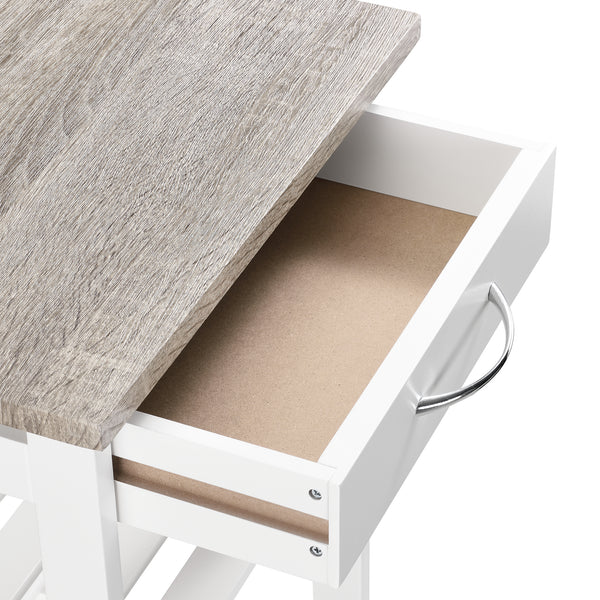 Wózek do serwowania Biel 76x37x37 cm Wózek z szufladą MDF drewno kolory/biały en.casa