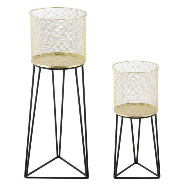 Stojak na doniczkę Menen 2-częściowy czarno-złoty en.casa