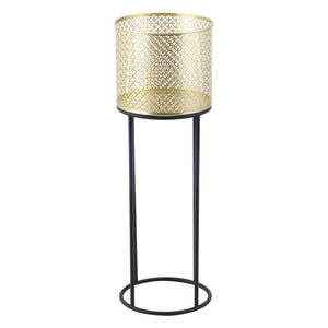 Stojak na doniczkę Messancy 2-częściowy czarno-złoty en.casa