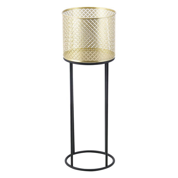 Stojak na doniczkę Messancy 2-częściowy czarno-złoty en.casa