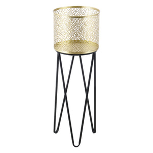 Stojak na doniczkę Marchin 2-częściowy czarno-złoty en.casa