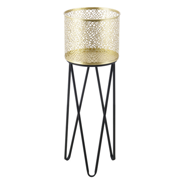 Stojak na doniczkę Marchin 2-częściowy czarno-złoty en.casa