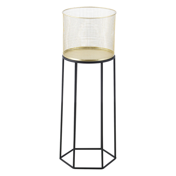 Stojak na doniczkę Merelbeke 2-częściowy czarno-złoty en.casa