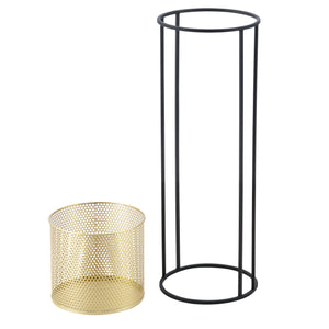 Stojak na doniczkę Malmedy 2-częściowy Czarny-złoty en.casa