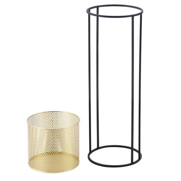 Stojak na doniczkę Malmedy 2-częściowy Czarny-złoty en.casa