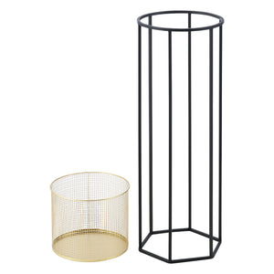 Stojak na doniczkę Malgedem 2-częściowy czarno-złoty en.casa