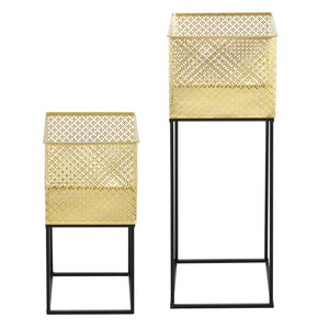 Stojak na rośliny Juprelle zestaw 2 szt. złoto-czarny en.casa