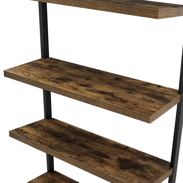 Regał na książki Emmaboda 195x80x30cm z 5 półkami Drewno / Czarny en.casa