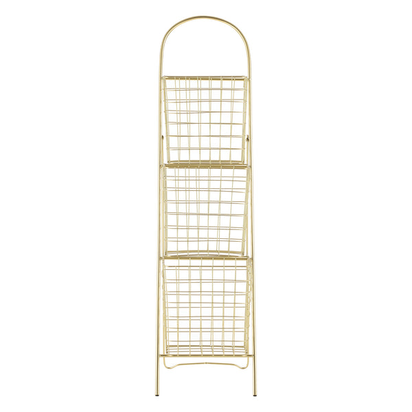 Drabina dekoracyjna z metalowymi koszami metal mosiądz 107x27x55cm en.casa