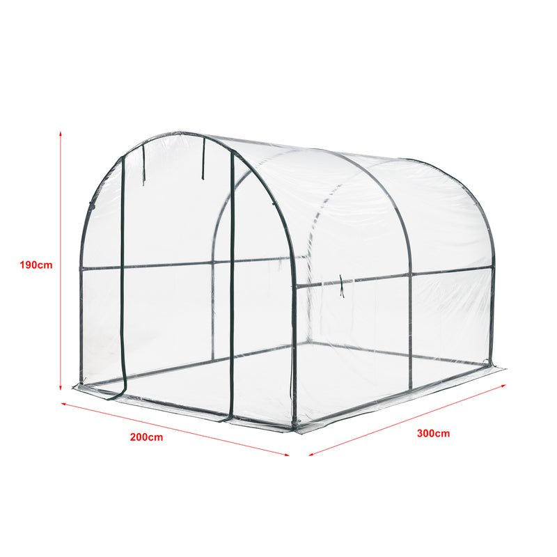 Szkic wymiarowy Tunel szklarniowy Grünwald 200x300x190cm PVC Przezroczysty [en.casa]