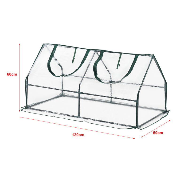 Szkic wymiarowy Mini szklarnia Laubach 120x60x60cm Przezroczysta folia PVC [en.casa]