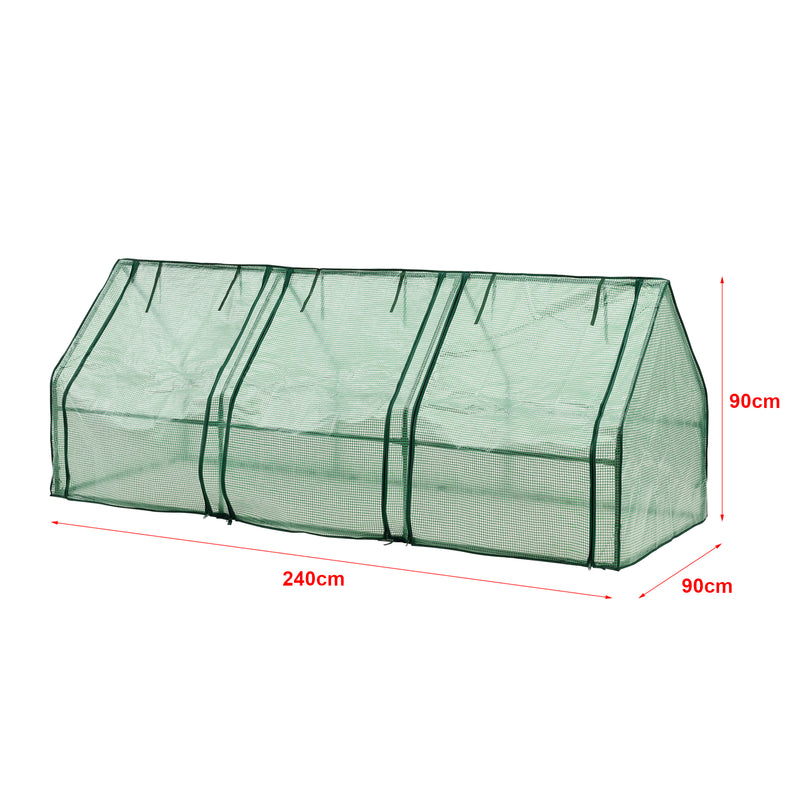 Szkic wymiarowy Mini szklarnia Höflein 240x90x90cm siatka zielona [en.casa]