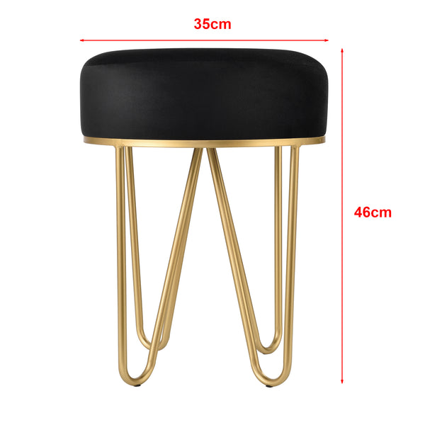 Taboret Runö tapicerowany do 100 kg kolor czarny/mosiądz [en.casa]