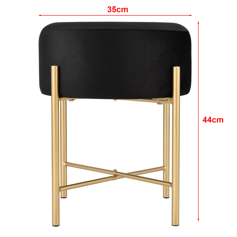 Szkic wymiarowy Taboret Kungälv tapicerowany do 100 kg czarny/mosiądz kolorowy [en.casa]