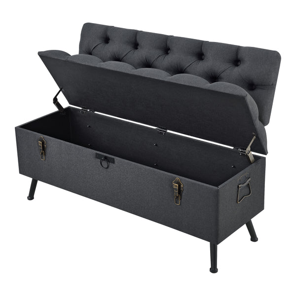 Skrzynia do siedzenia Malmöhus 110x48x75cm Ciemnoszara [en.casa]