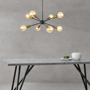 Lampa wisząca Amiens 8 żarówek E27 czarny / kolor mosiądzu [lux.pro]