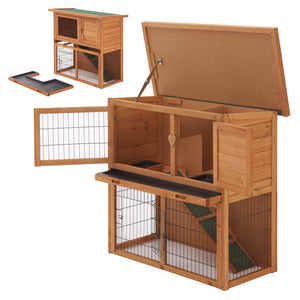 Klatka dla królików Nidda 85x91,5x45cm drewno jodłowe [en.casa]
