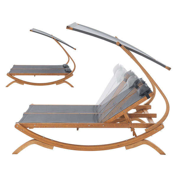 Leżanka podwójna Karystos 197x156x144cm Ciemnoszary [en.casa]