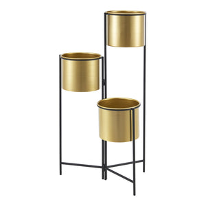 Stojak na rośliny Haasdonk 3-częściowy czarny kolor mosiądzu [en.casa]