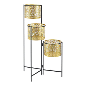 Stojak na kwiaty Verrebroek czarny/mosiężny [en.casa]