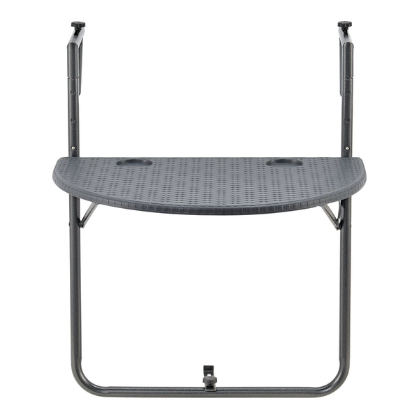 Stolik balkonowy wiszący Cicala 84x60x64 cm półokrągły stalowy ciemnoszary [en.casa]