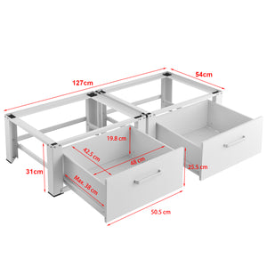 Ramka podwójna Heyen z 2 szufladami biała [en.casa]