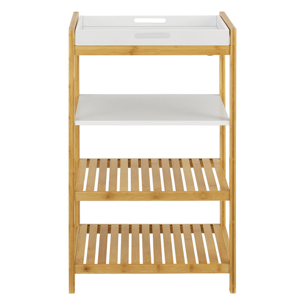 Regał stojący z bambusa Kiuruvesi z półką na tacę [en.casa]