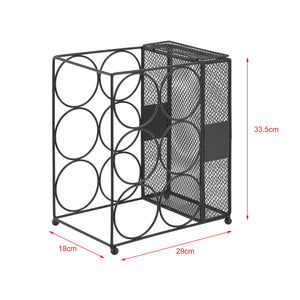 Stojak na wino Drangedal na 6 butelek z pojemnikiem siatkowym [en.casa]
