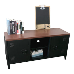 Stolik TV Pälkäne 58 x 113 x 40 cm czarny / wygląd drewna [en.casa]