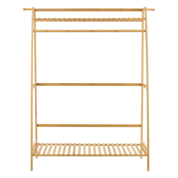 Wieszak na płaszcze Föglö 139 x 100 x 40 cm naturalny bambus [en.casa]