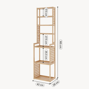 Półka stojąca Forssa 165 x 42 x 28 cm naturalny bambus [en.casa]
