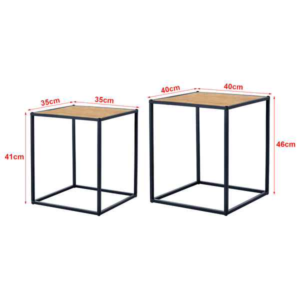 Stolik pomocniczy Grindavik w zestawie 2 sztuk, wygląd drewna [en.casa]