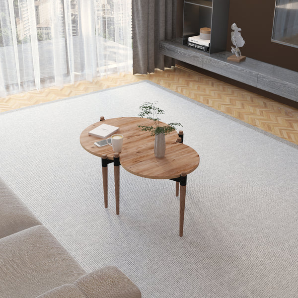 Stolik kawowy Kristinestad z 2 blatami naturalny [en.casa]