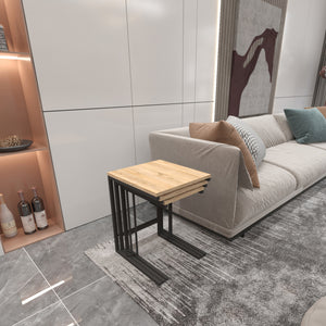 Stół do jadalni Jakobstad w zestawie 3-częściowym Czarny/wygląd drewna [en.casa]