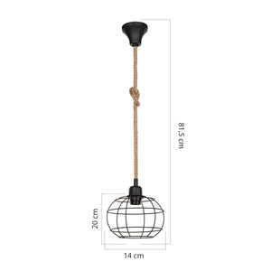 Lampa wisząca Altrincham 20 x 14 cm 1-światło czarny / jutowy [lux.pro]