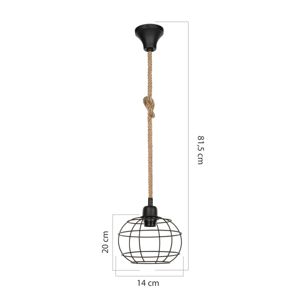 Lampa wisząca Altrincham 20 x 14 cm 1-światło czarny / jutowy [lux.pro]