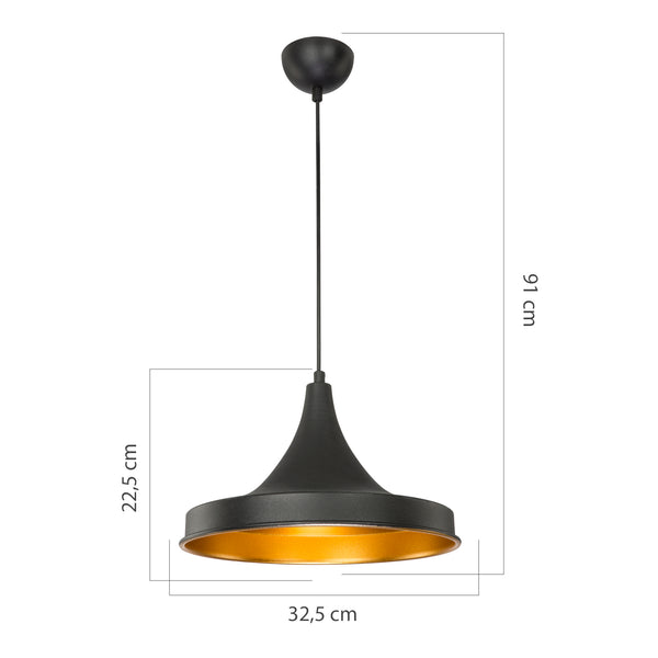 Lampa wisząca Bamber Bridge 22,5 x 32,5 cm 1-światło czarny / kolor mosiądzu [lux.pro]
