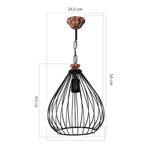 Lampa wisząca Bracknell E27 metal czarna / brązowa [lux.pro]