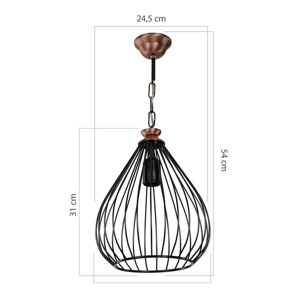 Lampa wisząca Bracknell E27 metal czarna / brązowa [lux.pro]