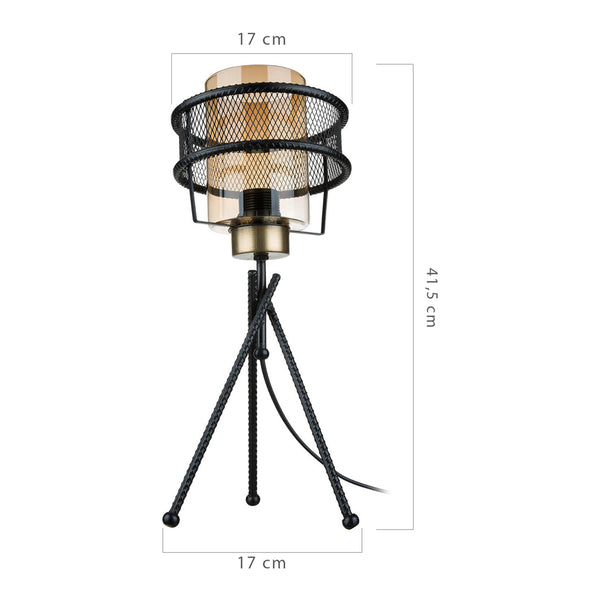 Lampa stołowa Burton E27 metal szkło czarny [lux.pro]