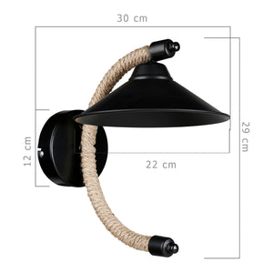 Lampa ścienna Cannock E27 metalowa lina jutowa czarna / juta kolorowa [lux.pro]