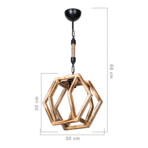 Lampa wisząca Cheltenham E27 metal lite drewno lina juta czarny / wygląd drewna / kolory juty [lux.pro]