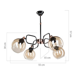 Lampa wisząca Crawley 4xE27 metal szkło czarny / miedziany [lux.pro]