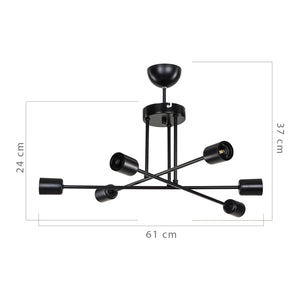 Lampa sufitowa Derry 6xE27 metal czarny [lux.pro]