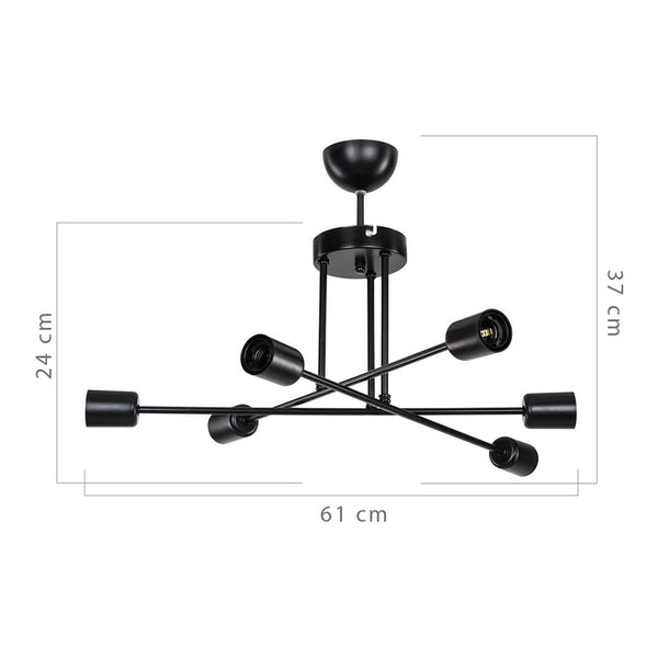 Lampa sufitowa Derry 6xE27 metal czarny [lux.pro]