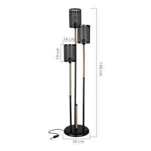 Lampa podłogowa Exeter 3xE27 metalowa lina jutowa czarna / kolory juty [lux.pro]