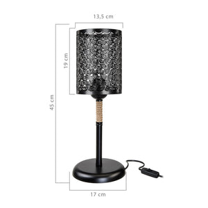 Lampa stołowa Filton E27 metalowa lina jutowa czarna / kolory juty [lux.pro]