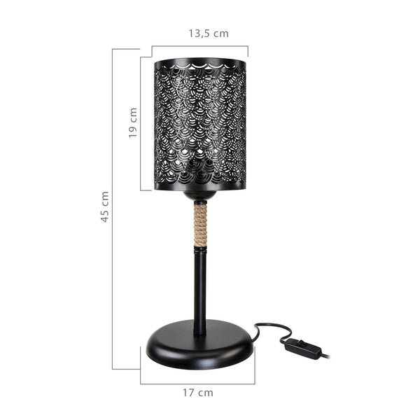 Lampa stołowa Filton E27 metalowa lina jutowa czarna / kolory juty [lux.pro]
