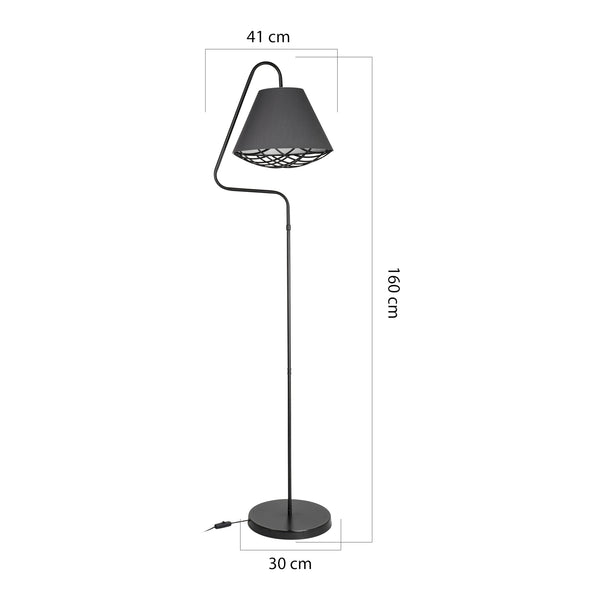 Lampa podłogowa Gateshead E27 metal tekstylny czarny / szary [lux.pro]